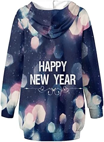 Kadın 2022 Yeni Yıl Baskı Noel Hoodie Santa Grafik Rahat Crewneck Kazak Uzun Kollu Elbise Tunik Tops