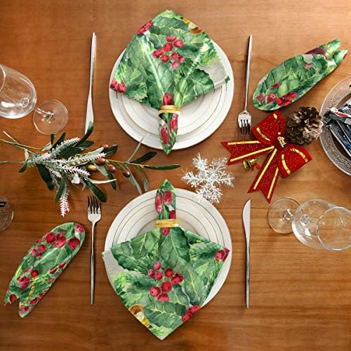 CaTaKu Merry Christmas Peçete 4 Set, noel Yaprakları Peçeteler Masa Yemeği Peçete Öğle Yemeği Kokteyl Peçeteler üzerinde Parti
