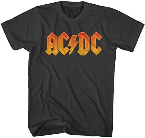 AC / DC Hard Rock Grubu Müzik Grubu Turuncu Sıkıntılı Logo Yetişkin T-Shirt Tee