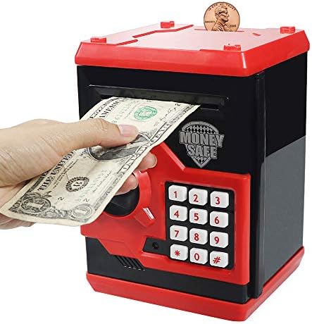 Kelıbo Elektronik Para Bankası Çocuklar için, Elctronic Şifre Güvenlik Kumbara Mini ATM Nakit Para kumbarası Akıllı Ses, oyuncak