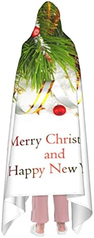 Altın Serpantin Ve Kırmızı Küre İle Wozukia Noel Ağacı Şube Kapşonlu Battaniye Merry Christmas Ve Mutlu Yeni Yıl Alıntı Giyilebilir
