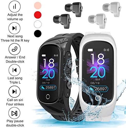 Bluetooth Kulaklık ile akıllı saat, Kablosuz Kulaklık Spor İzci İzle 2 in 1, etkinlik Bilezik ile nabız monitörü, Sedanter Hatırlatma,