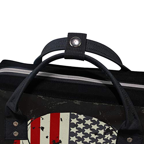 Bebek bezi Çantaları Sırt Çantaları Mumya Sırt Çantası ile Kafatası Kafa ile Amerika Bayrağı Seyahat Dizüstü Sırt Çantası