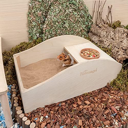 Niteangel Hamster Kum Banyosu Tozsuz Kutu-Hamster Fareler Lemming veya Gerbils Gibi Küçük Hayvanlar için Ahşap Yaratığın Duşu
