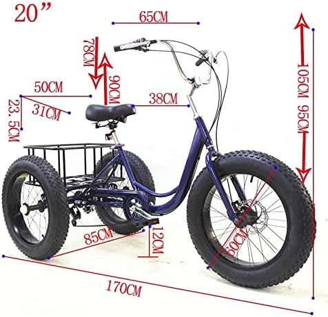 Yetişkinler için CRX Tandem Bisikletleri-7 Hız Yetişkin Trikes 20 inç Üç Tekerlekli Kruvazör Bisiklet Üç Tekerlekli Bisiklet
