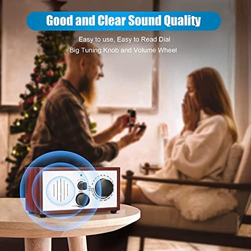 Retro Ahşap Bluetooth AM FM Radyo, küçük Taşınabilir Vintage Ahşap Dolap Masa Analog Radyo ile En İyi Resepsiyon, döner Kadran,
