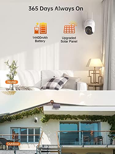 CamAnk-Şarj Edilebilir Pil ile Güneş Güvenlik Kamerası Açık, 2.4 G WiFi Kamera 1080P FHD Renkli Gece Görüşü, IP65, 2 Yönlü Ses,
