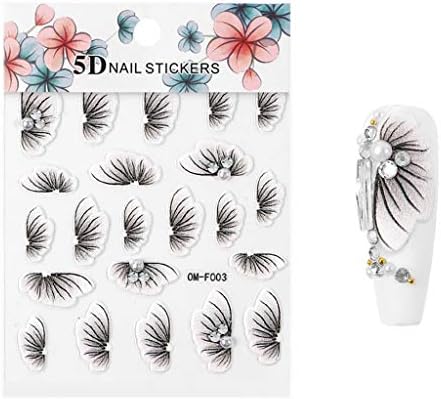 Y-YUNLONG 5D Akrilik Kazınmış Çiçek Nail Art Sticker Kendinden Yapışkanlı Kabartmalı Anahat Çiçek Yaprak Yaz Çıkartmaları Su