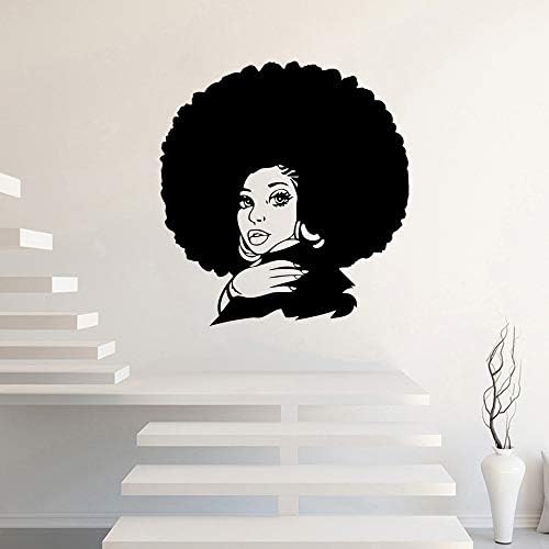 JUEKUI Afrikalı Kadın Duvar Sticker Ev Dekorasyonu Seksi Sanat Güzellik Saç Salon Dekor Vinil Resimleri WS58 (Siyah 42x45 cm)