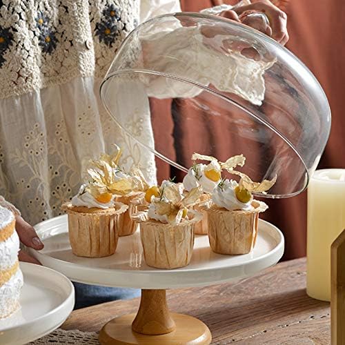 XJJZS Uzun Boylu Ahşap Meyve kek tabağı Standı Tatlı Standı Tatlı masa ekran standı tepsisi Kapaklı Düğün Parti doğum günü pastası