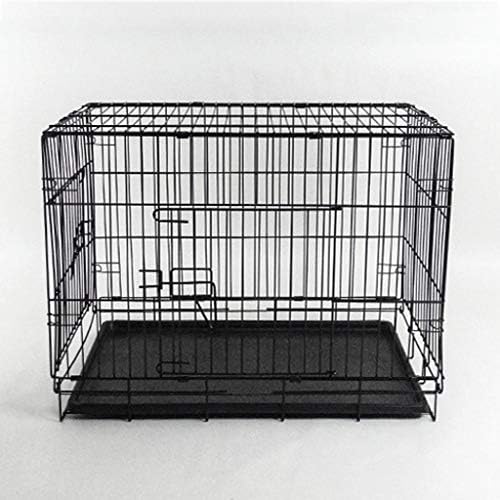 AIAI: 30 Katlanır 2 Kapı Siyah Yavru ve Köpek Pet Sandık Kafes ile Plastik Tepsi/30 inç