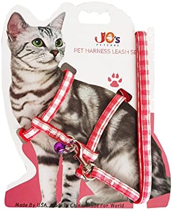 Jo's Petcare Kedi Koşum Takımı ve Tasma Seti, Hafif, Rahat, Ayarlanabilir, Kaçmaz, Seçtiğiniz için 4 Desen (İlmek ile)