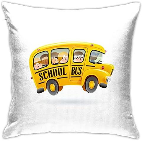 ErnestineDavis Çocuklar Sürme okul Otobüsü Kare Dekoratif Kanepe Yastık Kapakları, Oturma Odası için Kullanılan, kanepe ve Yatak,
