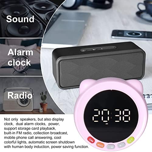 Yatak Odası için Bluetooth Hoparlörlü Zunate Taşınabilir Dijital Çalar Saat, Şarj Edilebilir Uyandırma Işıklı Dijital Bluetooth