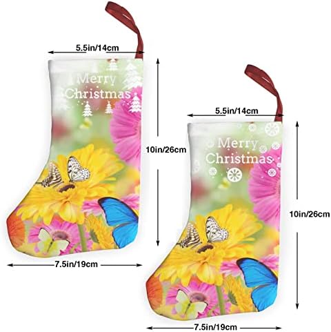 GLRTORE Bahar Kelebek Noel Çorap 2 Paket 10 İnç,noel Çorap Noel Ağacı Şömine Asılı Çorap Noel Şeker Mevcut Çanta için Aile Noel