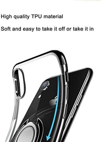 Emoly için Tasarlanmış iPhone XR Durumda Temizle, Kılıf ile 360 Dönebilen Halka Kickstand Manyetik Zihinsel Araç Montaj Şeffaf