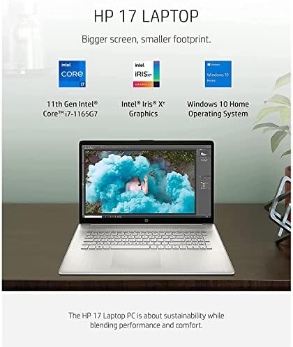 2021 Yeni HP 17 Dizüstü Bilgisayar, 17 HD + Parlama Önleyici Ekran, 11. Nesil Intel Core i7-1165G7, Intel Iris Xe Grafik, 16