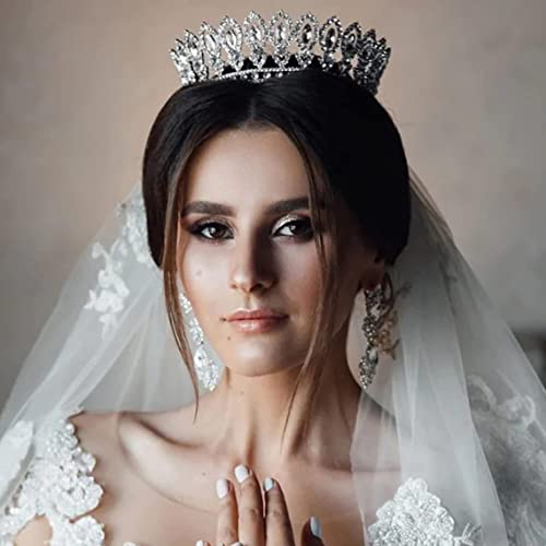 QW GELİN Kraliçe Taçlar Kadınlar için, Kristal Düğün Taç Gelin için, barok Tiara Quinceanera Pageant Doğum Günü Taç Saç Aksesuarları