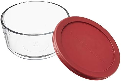 Çapa Hocking 8-Piece 4-Cup Yuvarlak Şeffaf cam Gıda Saklama Kapları ile Kırmızı Plastik Kapak, 4 Set -