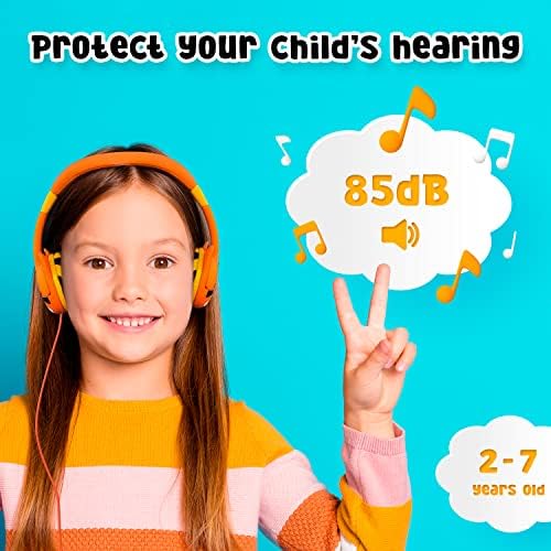 Boys & Girls için Kablolu Kidrox Kaplan Kulaklı Çocuk Kulaklıkları-85dB Hacim Sınırlı, Kulak Üstü Yürümeye Başlayan Çocuk Kafa