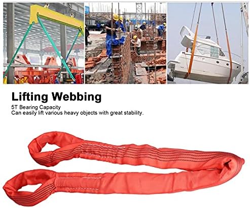 Web Sling, Vinç Dokuma Taşıma için Dayanıklı Taşınabilir Kırmızı (5m (16.40 ft))