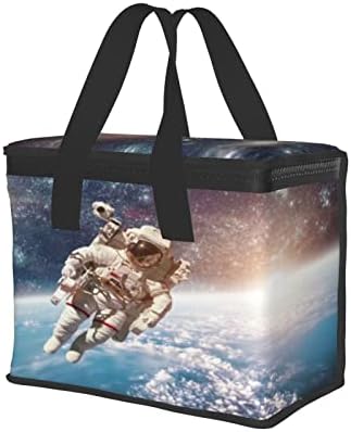 Astronot Gezegen Piknik Çantası, Yalıtımlı Yeniden Kullanılabilir Bakkal Çantası, Sağlam Fermuarlı Soğutucu Çanta, Öğle Yemeği