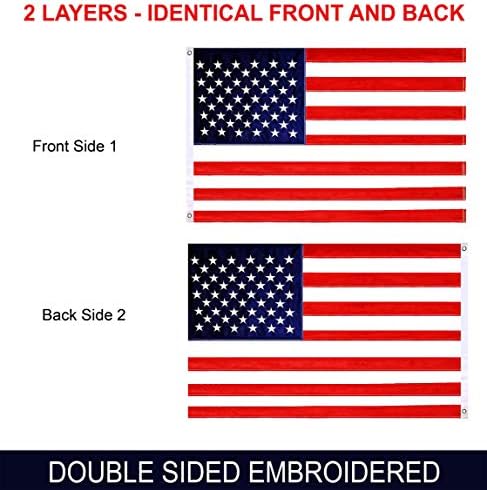 G128-Amerikan Bayrağı ABD Bayrağı 3x5 Ft Çift Taraflı Işlemeli Yıldız Dikili Stripes Pirinç Grommets ABD Bayrağı