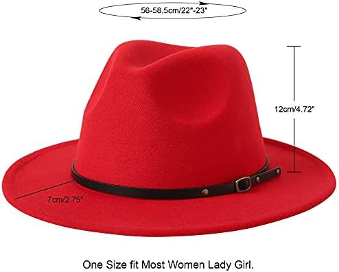 JOYEBUY Kadın Lady İki Ton Geniş Brim Panama Şapka Patchwork Renkler Klasik Fedora Şapka Kemer Toka ile