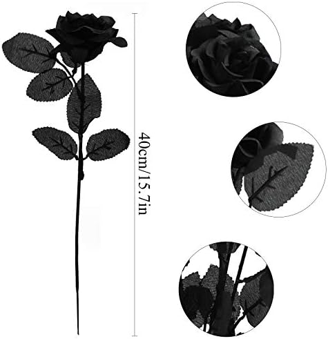 5 Pcs Güller yapay çiçekler, Uıeke Siyah Güller yapay çiçekler Sahte Çiçek İpek Kök Gerçekçi Çiçeği Flora için DIY Ev Ofis Gelin