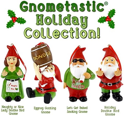Gnometastic Eggnog Guzzling Gnome Süs, 3.75 İnç-Komik Noel Süs Ağacı ve Tatil Ev Dekor için