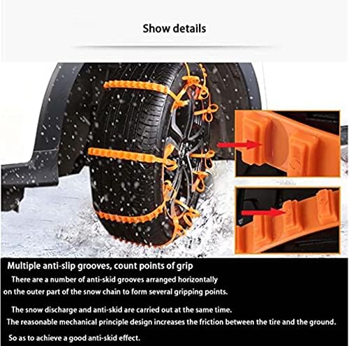 Kwydle Evrensel Kar Lastik Zinciri için Araba Kamyon SUV, 10 Pcs Araba Acil Anti Kayma Kar Lastik Zincirleri Ayarlanabilir için