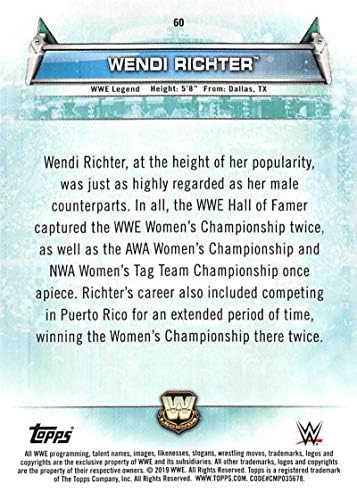 2019 Topps kadın Bölümü WWE Güreş 60 Wendi Richter Resmi Dünya WWE Güreş Eğlence Ticaret Kartı