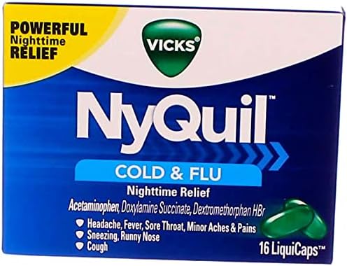 Vicks Nyquil Soğuk Algınlığı ve Grip Giderici Sıvılar 16 ea (10'luk Paket)
