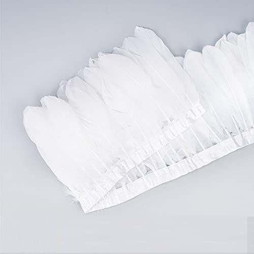 10 Metre Doğal Beyaz El Sanatları Tüyler Trim Oya Plume Dikiş Giyim DIY Düğün Kaz Tüyü Parti Decoratione 15-20 cm-6 Metre - Zamihalaa