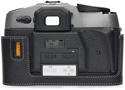 TP El Yapımı Hakiki Gerçek Deri Yarım Kamera Kılıfı Çanta Kapak ıçin Leica R9 R8 (Siyah, Kamera Durumda)