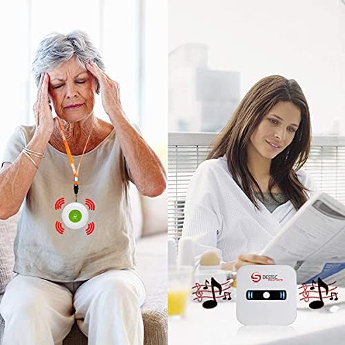 Bakıcı-Hemşire Uyarı Sistemi-Kablosuz Çağrı Sistemi-Ev/Yaşlı/Hasta/Engelli Dikkat için Acil Durum Düğmesi-Kit 1-Boyun Kablosu