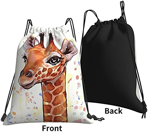 Suluboya Zürafa Spor ipli sırt çantası için Kadın Genç Kız Renkler Dize Çanta Sackpack Cinch için Spor Salonu Alışveriş Yoga