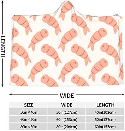 MARAT Pembe Karides Deniz Japon Kapüşonlu Battaniye Panço Giyilebilir Battaniye Wrap Rahat Atmak Pelerin Çocuklar ve Yetişkinler