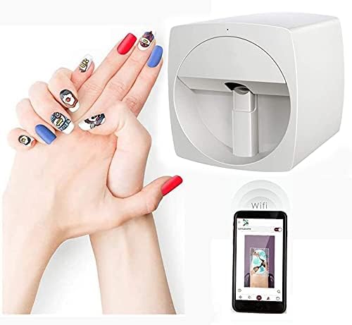 Nail Art Yazıcı Makinesi, Taşınabilir 3D Tırnak Boyama Makinesi, DIY Akıllı Telefon Kontrolü Kablosuz WiFi (Beyaz)