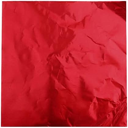Colaxi 100 adet Tatlılar Kare Paket Folyo Kağıt Çikolata Lolly Folyo Sarmalayıcılar-Kırmızı, 8x8 cm