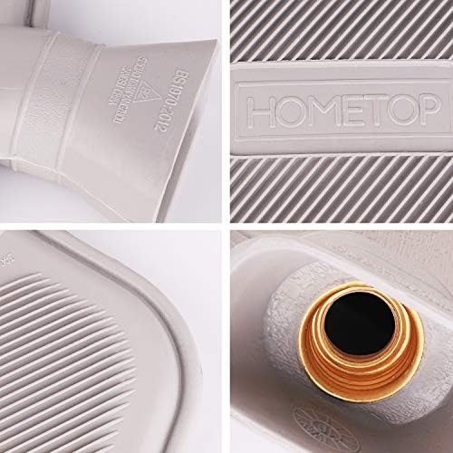 HomeTop Premium Klasik Kauçuk Sıcak Su Şişesi w/Sevimli Örgü Kapak (2 Litre, Gri)