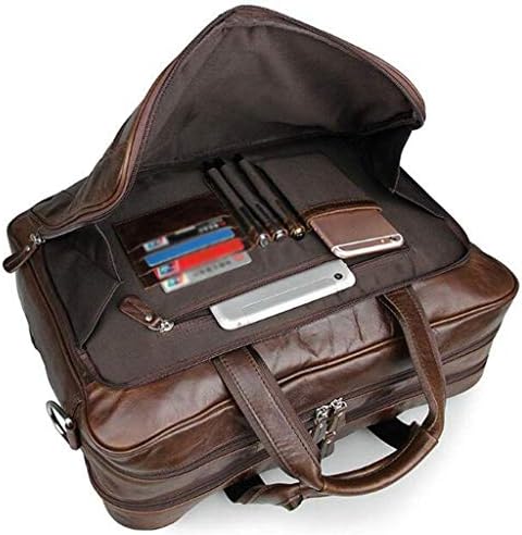 ZYSXJMY Deri Evrak Çantası Erkekler için Bilgisayar Çantası laptop çantası Su Geçirmez Retro İş Seyahat askılı çanta Erkekler