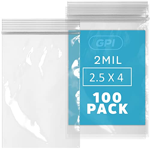 GPI-100'lü Paket, 2.5 x 4 2 mil Kalınlığında-Şeffaf Plastik YENİDEN Kapatılabilir Fermuarlı Çantalar-Kartvizitler, Depolama,