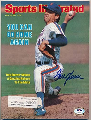 Tom Seaver HOF NY Mets İmzalı 1983 Sports Illustrated Dergisi PSA / DNA 158017-İmzalı MLB Dergileri