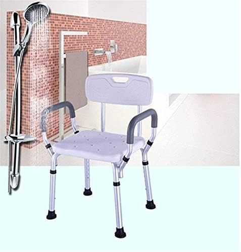 NJOLG Banyo ve Duş Sandalye Koltuk, Duş Sandalye Ayarlanabilir Duş Dışkı Küvet Duş Asansör Sandalye Kol Dayama ile Taşınabilir