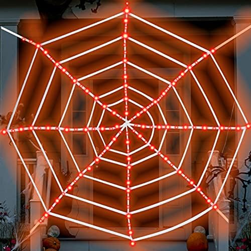 YOYOSO cadılar bayramı süslemeleri ışıkları örümcek web 12FT 120LED beyaz örümcek örümcek ağı ışıkları 2 modu su geçirmez turuncu