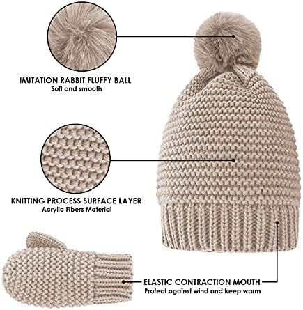 NCONCO Bebek Örgü Pom Beanie Bebek Şapka Eldiven Seti Kış Örme Ponpon Şapka + Eldivenler 0-3Y Bebek Çocuklar için