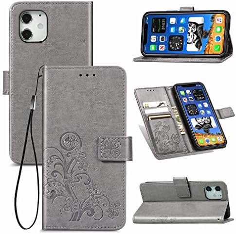 Laybomo iPhone için kılıf 12 Mini, PU Deri iPhone 12 Mini 5.4 Telefon Kılıfı Koruyucu Tampon [Kart tutucu] + [TPU Silikon Kabuk]