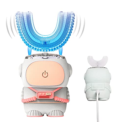 Çocuklar Elektrikli Diş Fırçası U Şekilli Ultrasonik Yürümeye Başlayan Otomatik Diş Fırçası, 360° Tüm Ağız Temizleme, IPX7 Su
