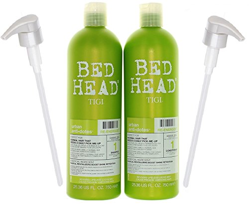 Paket-4 Ürün: TIGI Yatak Başı Şampuan ve Saç Kremi İkilisine Yeniden Enerji Verin, 25.36 oz ve 2 litrelik pompalar